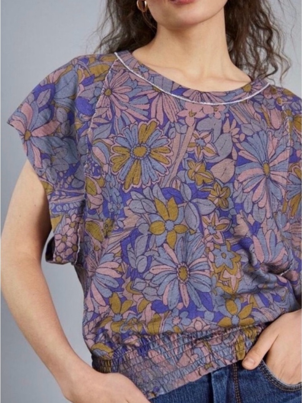 Anthropologie Saturday Sunday floral purple top